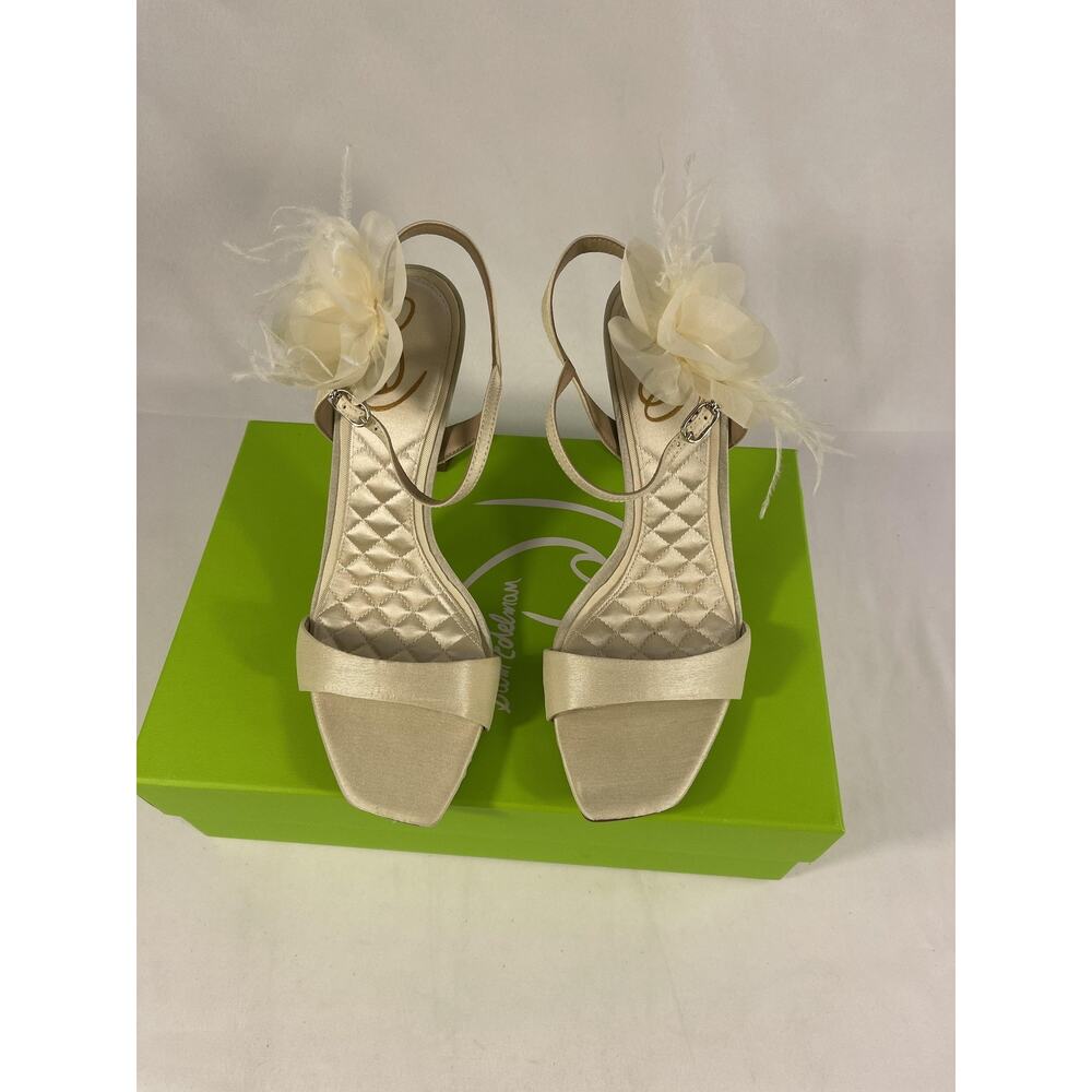 Sam Edelman Shoes Women's Size 8 Leana Pearl Silk Flower Heels Bridal Dressy - Picture 3 of 7